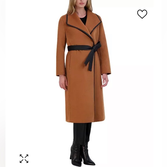 New TAHARI Wool Blend Belted Wrap Coat - Picture 5 of 7